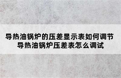 导热油锅炉的压差显示表如何调节 导热油锅炉压差表怎么调试